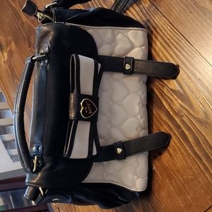 Betsey Johnson black/cream bag with floral interior